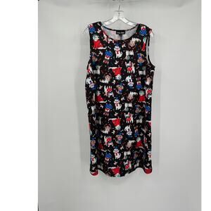 Dress Works Women Patriotic Dogs Size L 4th of July Americana Kitsch Knee Length
